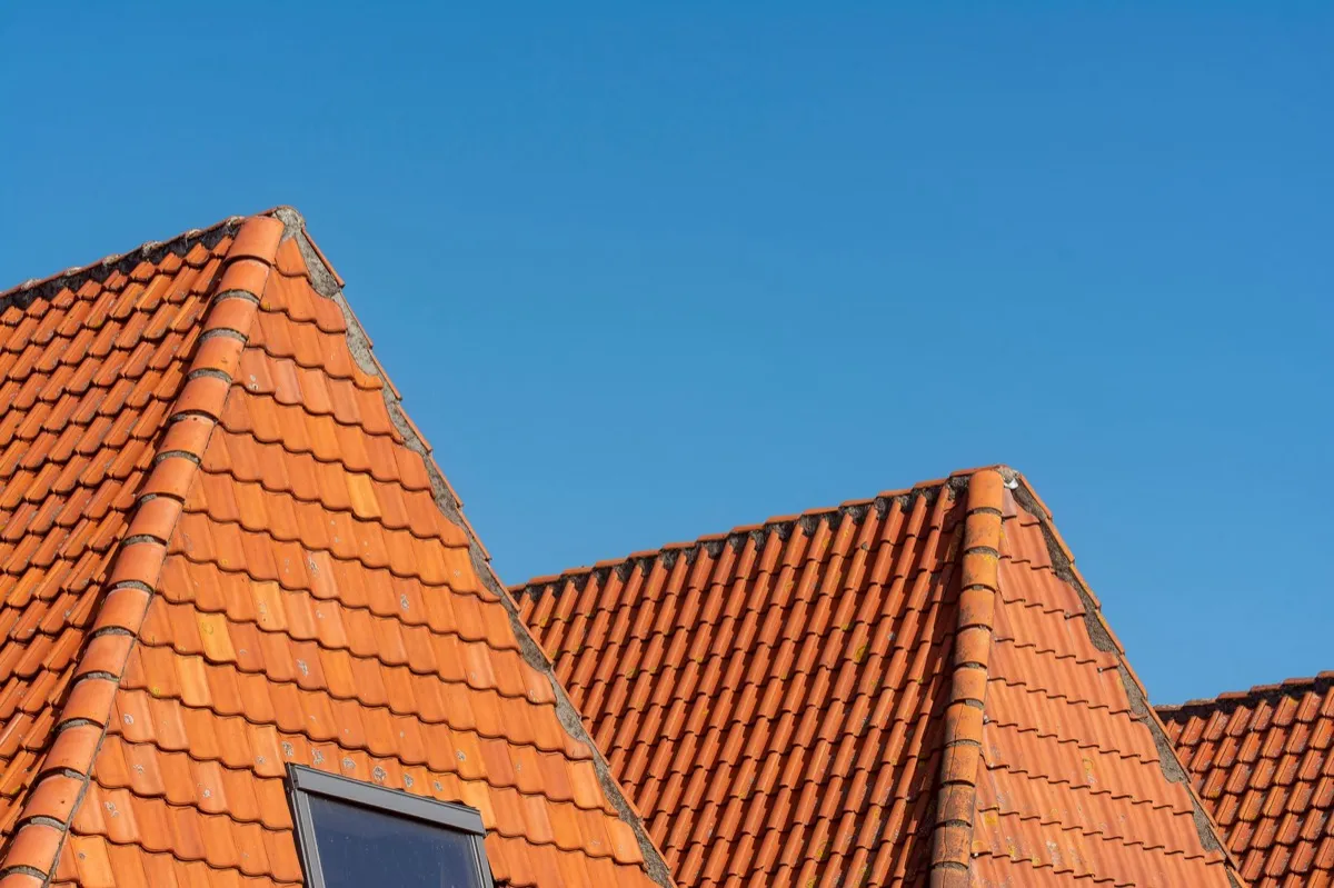 Clay barrel tile rooflines on homes in Metairie, LA